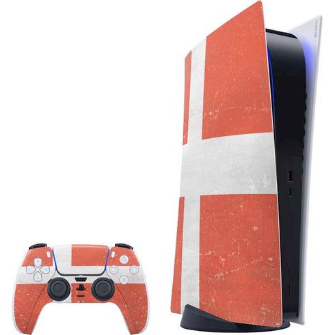 Denmark Flag Distressed PlayStation PS5 Skins